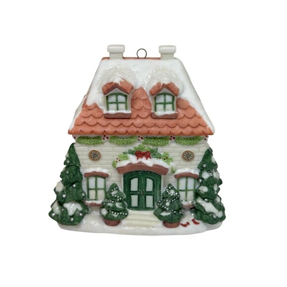 Pfaltzgraff Winterberry House Bell 2001Ornament Snowy Christmas Decor In Box 4" - Picture 5 of 9